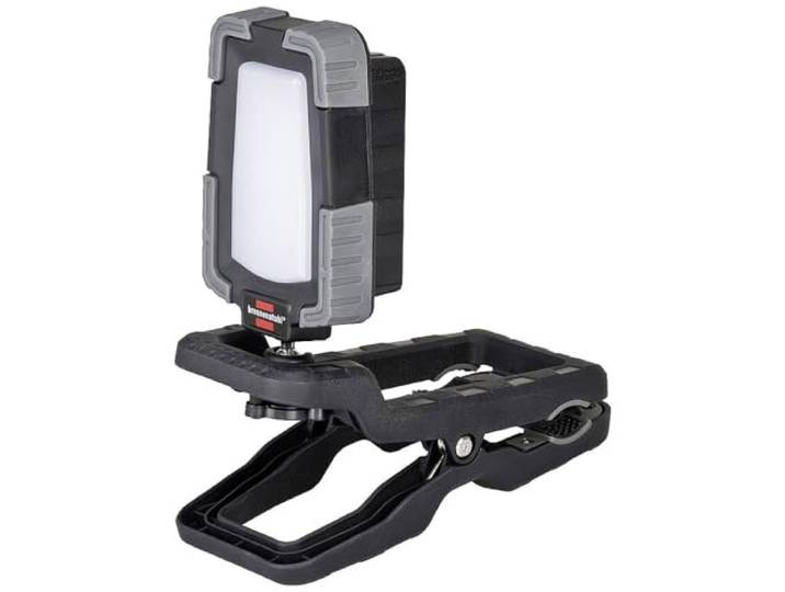 Brennenstuhl Projecteur de Chantier LED à Pince CL 1050 MA Rechargeable Orientable (10W\, 950lm\, IP65\, Lampe de Chantier LED Rechargeable à Pince et Rotule Articulée\, USB\, Fonction Batterie Externe)