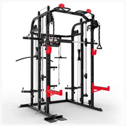 Sportstech Kraftstation Smith Machine SXM150 mit Kabelzug, Klimmzug & Langhantel Power Rack mit Kabelzug, Klimmzug, Langhantel, Bankdrücken, Multipresse - Kraftstation inkl. Griffe für Home Gym