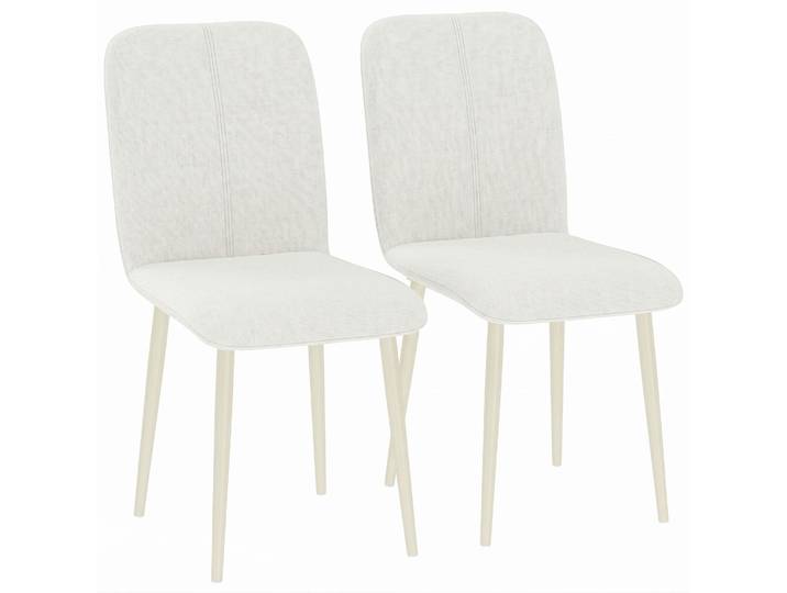 HOMCOM Esszimmerstühle 2er-Set, Küchenstühle mit Leinenoptik, Creme