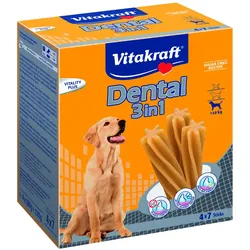 Vitakraft Dental 3in1 Multipack - Zahnpflege-Snack für Hunde ab 10 kg - 4x 7 Sticks