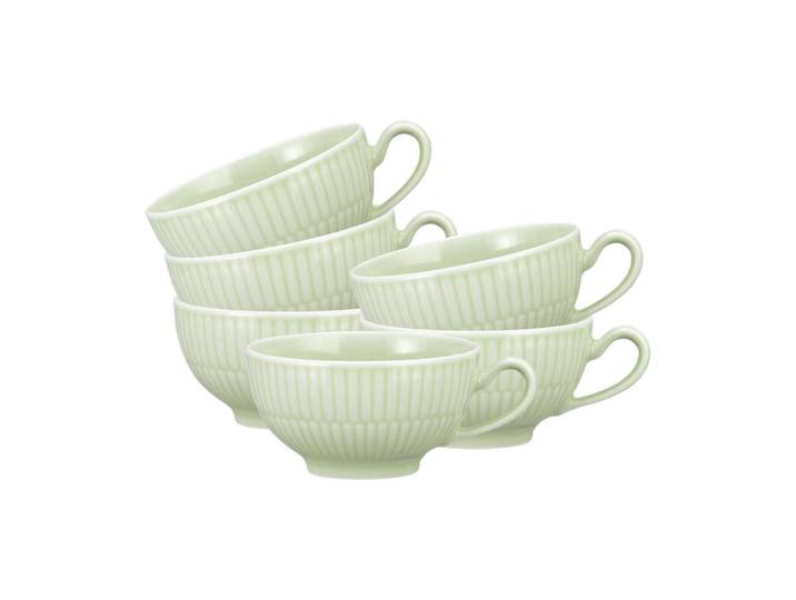 Seltmann Weiden Teetassen Amina Seladon 0,22 l 6er Set, Grün, Keramik, Rund, Geschirr, Tassen, Teetassen