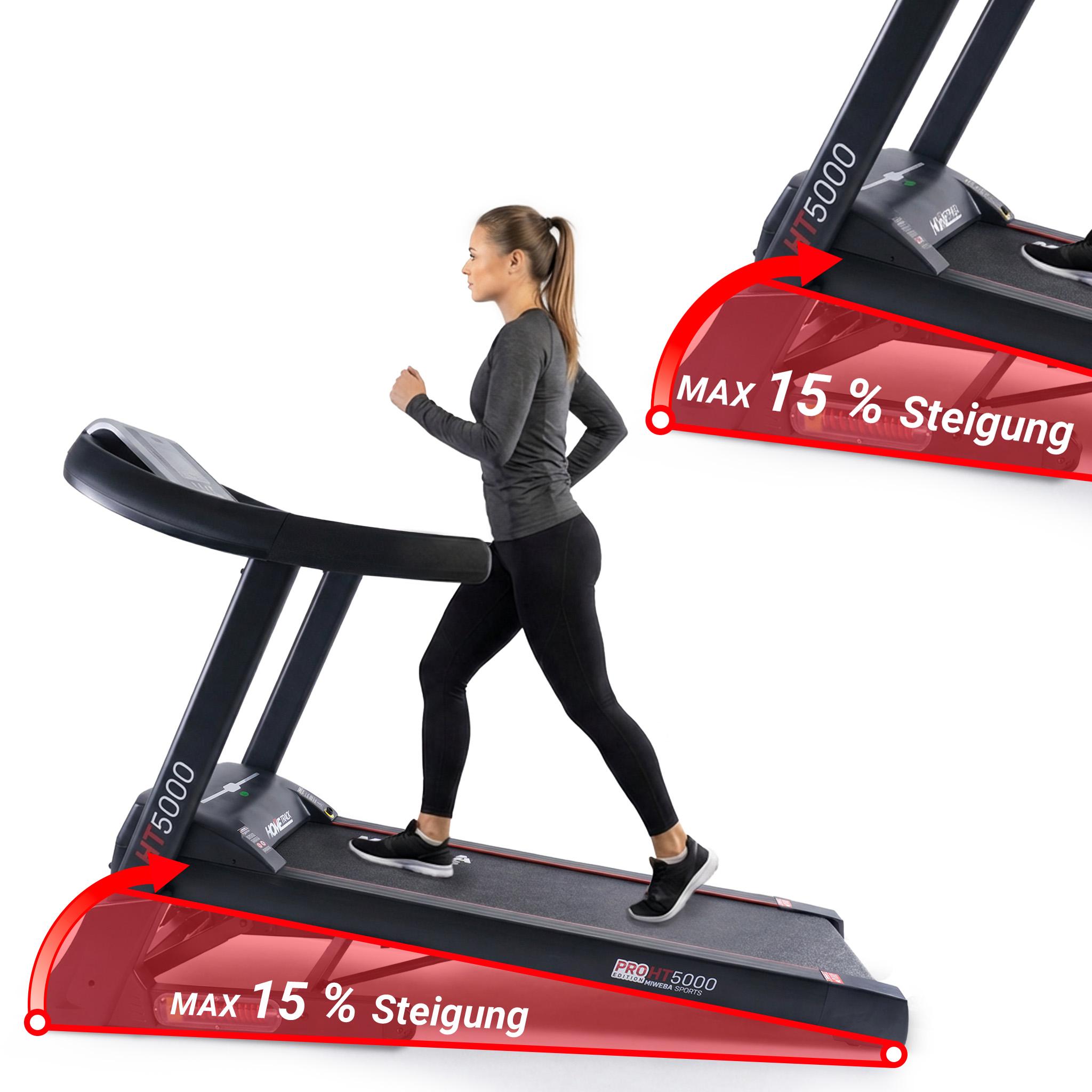 Miweba Sports Laufband HT5000 | Klappbar - breite Lauffläche - Heimtrainer - 12 Programme - App - Incline bis 15% Steigung - bis 18 km/h - 2600 Watt