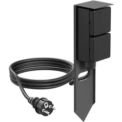 ledscom.de Garten Steckdosen-Säule PIWI mit Erdspieß und 2m Kabel für außen, IP44, 2-fach, anthrazit