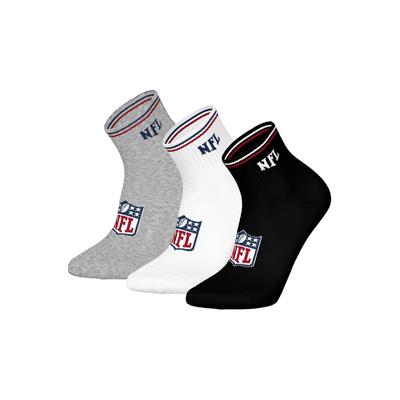 Kurzsocken NFL "Socken NFL SHIELD 3Pack Quarter Socks 3er Pack", Damen, Gr. 39-42, bunt (weiß, grau, schwarz), Obermaterial: 70% Baumwolle CO. 29% Polyester PES. 1% Elasthan EL., Socken