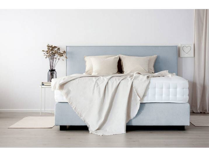 Boxspringbett COSY 220x220 cm - verschiedene Farben und Bezüge verfügbar - konfigurierbar - mit Matratze - mit gepolstertem Kopfteil