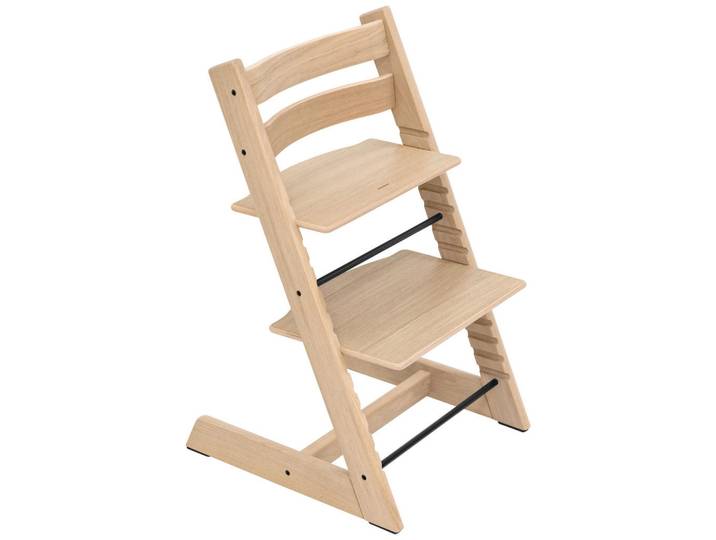 Stokke Hochstuhl Tripp Trapp Oak, Perlmutt, Holz, Eiche, massiv, Hartholz, 46x79x49 cm, Fußstütze verstellbar, Sitzfläche verstellbar, speichel- und schweißechte Lackierung, höhenverstellbar, Holzmöbel, Sitzgelegenheiten Holz, Hochstühle und Tischsitze Holz