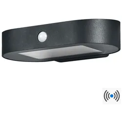 Osram Wandleuchte Endura Style Oval S Wall Solar & Sensor in Schwarz - warmweißes Licht, integrierter Sensor, ohne Strom nutzbar, lange Laufzeit: 30 Mal 60 Sekunden im PIR Modus