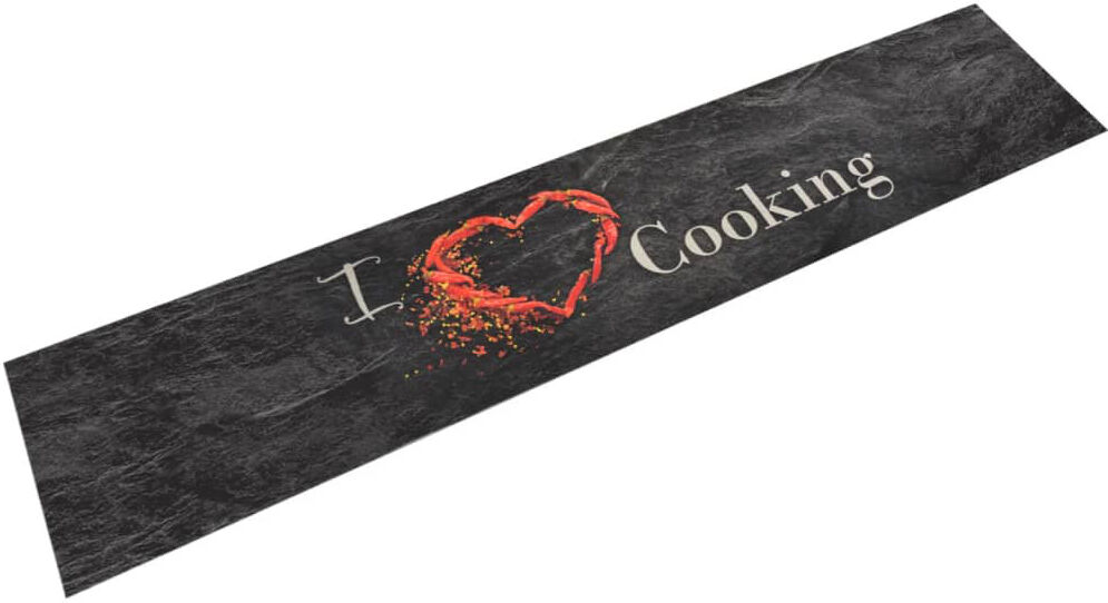 Mercer41 Semaj Kitchen Mat Black Rectangular W60 x L300 cm
