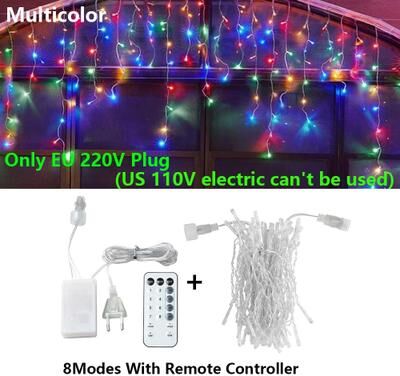 Uplift Picks FrostCascade LED Icicle Lights Outdoor Christmas Curtain Lights With Remote multicolor (with Remote) 5 M
