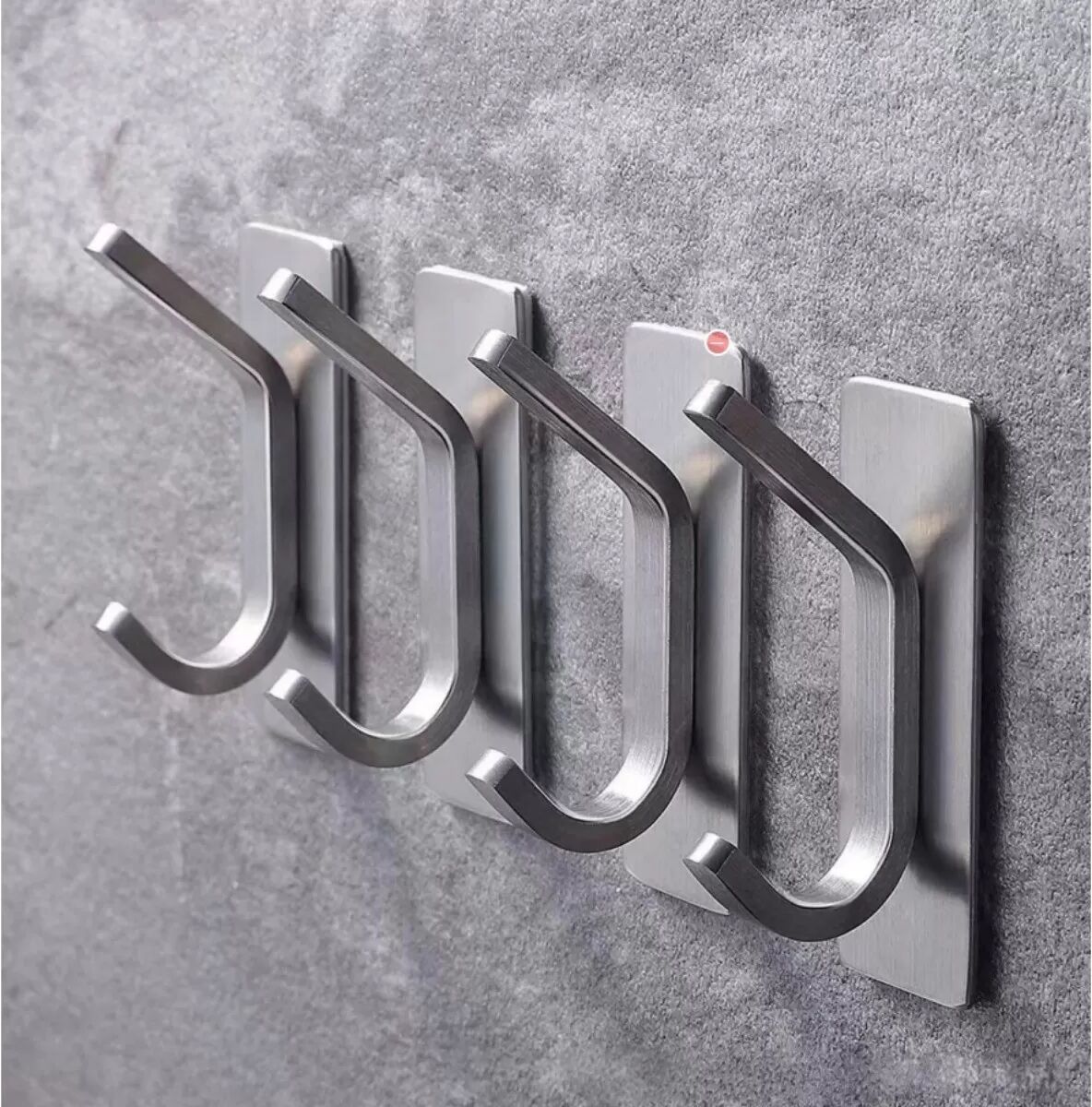 INF Edelstahl Wandhaken 4er-Set — Silber Selbstklebende Mehrzweck-Aufhängehaken für Schlüssel, Handtücher, Mäntel, Küche & Bad