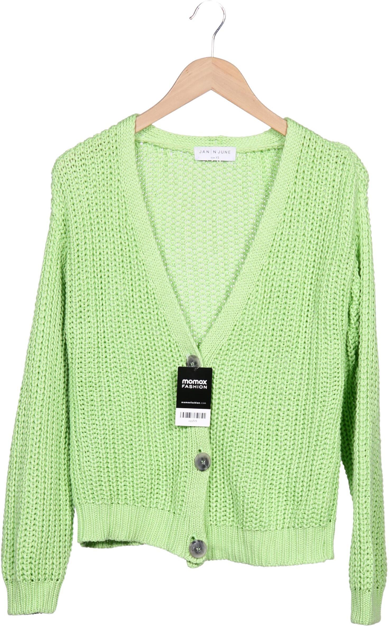Jan N June Damen Strickjacke, Hellgrün, Gr. XS, Baumwolle - Second Hand
