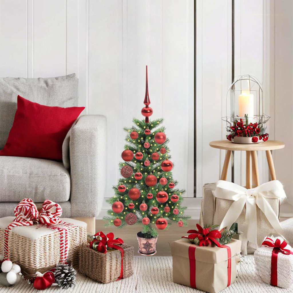 The Seasonal Aisle Christmas Tree with 150 LEDs with Stand PE Red 2.95' H