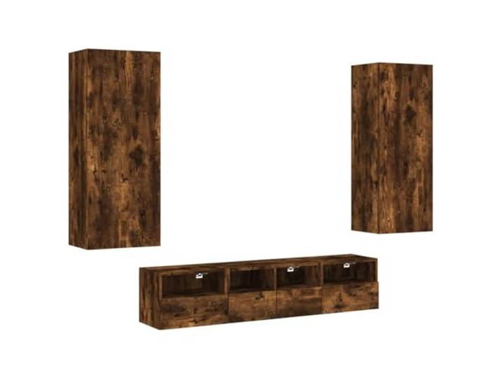 GKHPYURE TV-Möbel zur Wandmontage, 5 Stück, Eiche Rauch, aus Holz 5er Set 40x30x30cm 60x30x30cm 40,5x30x102cm Platzsparendes Design Wandmontage