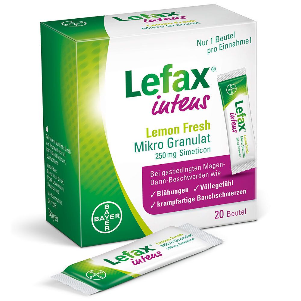 Lefax intens Lemon Fresh Mikro Granul.250 mg Sim. 20 St Granulat