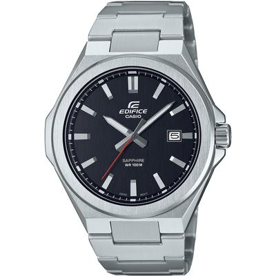Quarzuhr CASIO EDIFICE, silber (schwarz, silberfarben, schwarz), Armbanduhren, Herren, edelstahlfarben, Quarzuhr, Armbanduhr, Herrenuhr, bis 10bar wasserd.,Saphirglas, Edelstahlarmband