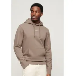 Superdry für Herren. M2013518A Locker sitzendes Kapuzensweatshirt mit beigem Microprint-Mikrologo-Druck (XXL), Lässig, Sportlich, Baumwolle