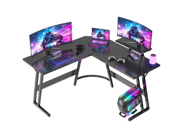 Bureau Gaming En L 120X120Cm-Bureau D'Angle Avec Support Écran Réversible-Polyvalent (Jeu/Travail/Étude)-Stabilité Maximale&Nettoy