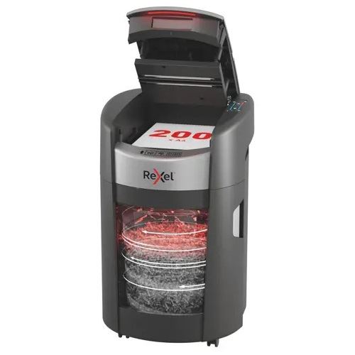Rexel ShredMax AutoFeed+ 200M Aktenvernichter mit Partikelschnitt P-5, 2 x 5 mm, bis 200 Blatt