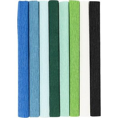 Creativ Company Krepppapier, Blatt 25x60 cm, Kreppanteil: 180%, 105 g, Harmonie in Blau-Grün, 8 Blatt