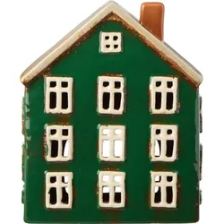 IB Laursen Keramikhäuschen für Teelicht Nyhavn grün, 14.7 x 9.1 x 18 cm