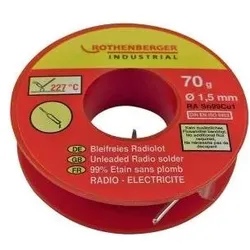 Rothenberger Industrial Bleifreies Standardlot 70g Lötzinn, bleifrei SN99Cu1 (Lötzinn), Lötgerät Zubehör, Grau
