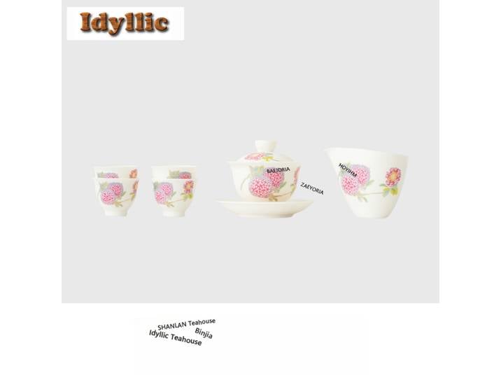 Service à thé complet en forme de fleur d'hortensia, ensemble élégant pour cérémonie du thé, théière et tasses pour la maison, accessoires et articles de thé, artisanat