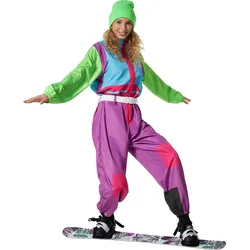 tectake® Damenkostüm Retro 80er 90er Ski Anzug