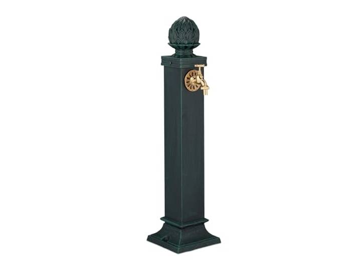 Relaxdays Standbrunnen antik, mit Wasserhahn, HxBxT: 80x18,5x22 cm, Wasserzapfsäule Garten, Bodenbefestigung, Farbwahl