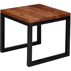 BEISTELLTISCH – Massivholz Braun Metall 45x40x45 cm Industrial