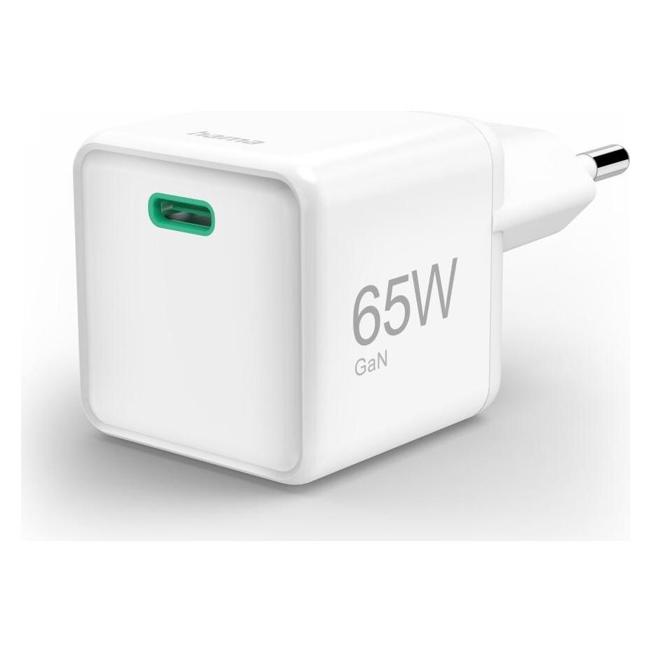Hama Schnellladegerät, GaN, USB-C, Super-Mini-Charger, PD, 65 W, Weiss (65 W, 1 Port) (00201943)