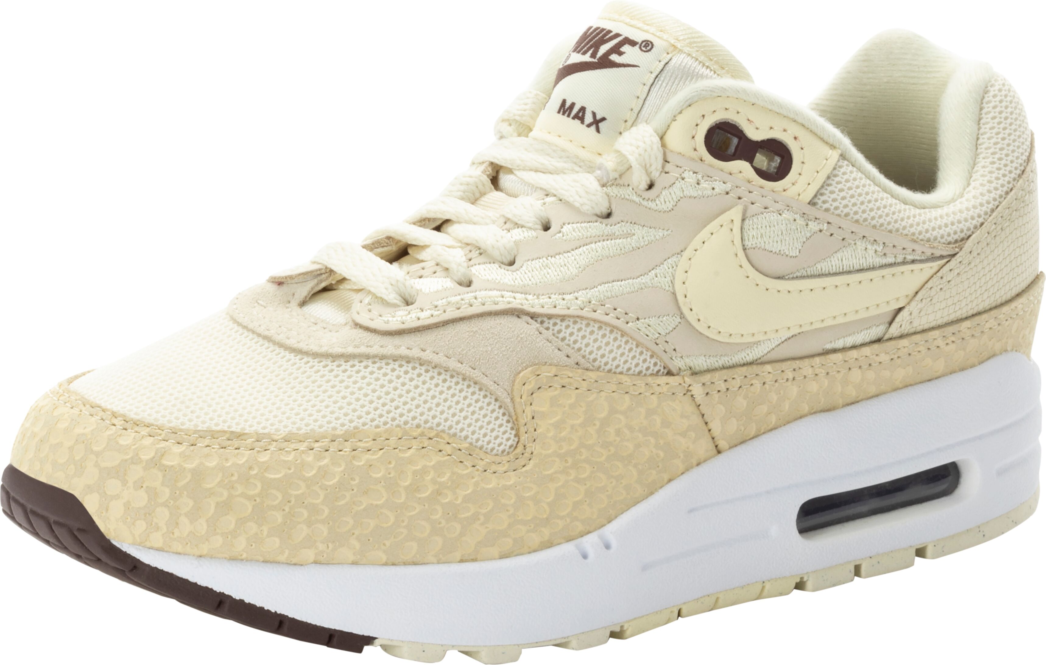 Sneaker NIKE SPORTSWEAR "WMNS AIR MAX 1 87", Damen, Gr. 36,5, beige (coconut milk, alabaster, saturn gold, weiß), Leder, Textil, Schuhe Sneaker coconut milk, alabaster, saturn gold, weiß 36,5