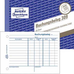 Zweckform Avery  309 Buchungsbelege A6 quer