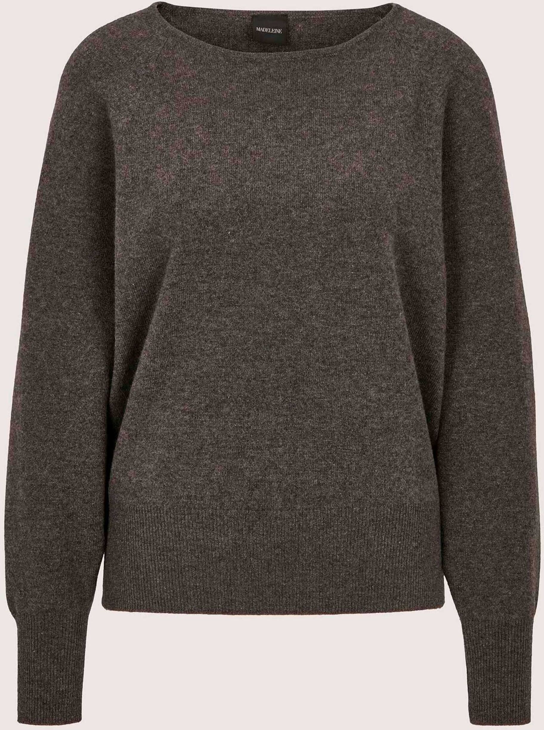 Longpullover MADELEINE "Pullover Kaschmirpullover mit Fledermausärmeln", Damen, Gr. 40/42, braun (braun, melange), Modern, comfort fit, Pullover Longpullover
