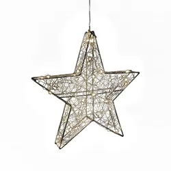 Weihnachtsstern 3D Draht – LED Stern mit Timer, Höhe 38 cm