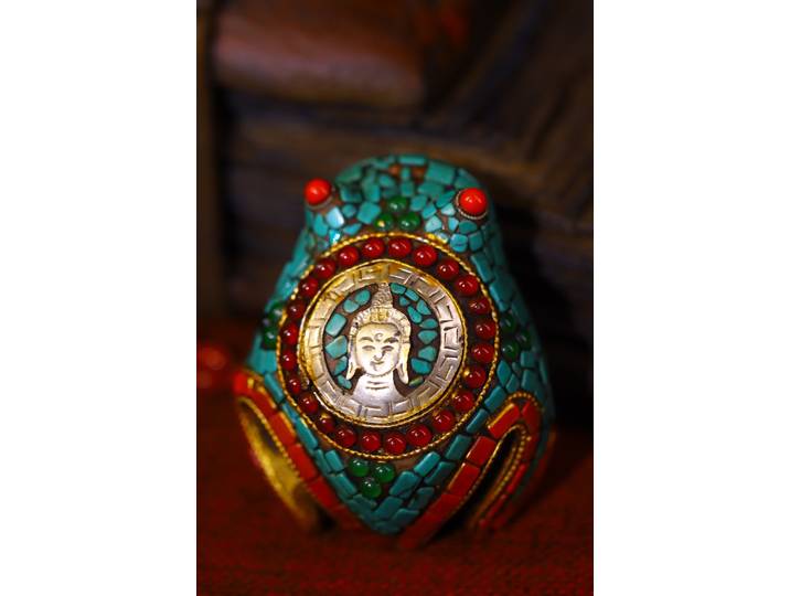Perles gZi en agate naturelle mosaïque de 3 pouces, turquoise, tête de Bouddha Shakyamuni, statue de crapaud porte-bonheur, composants portables