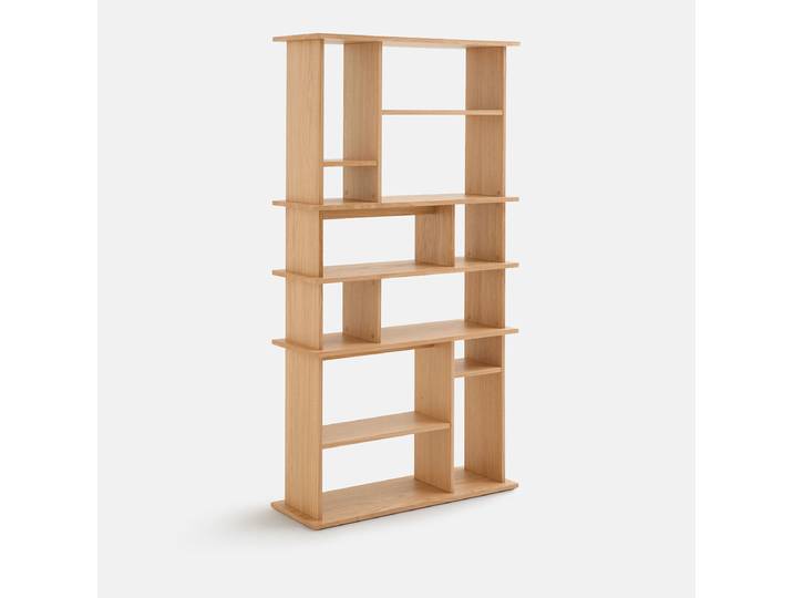 LA REDOUTE Bibliothèque asymétrique, en plaqué chêne, 12 niches, hauteur 180 cm, ABAC Beige Coloris Chêne