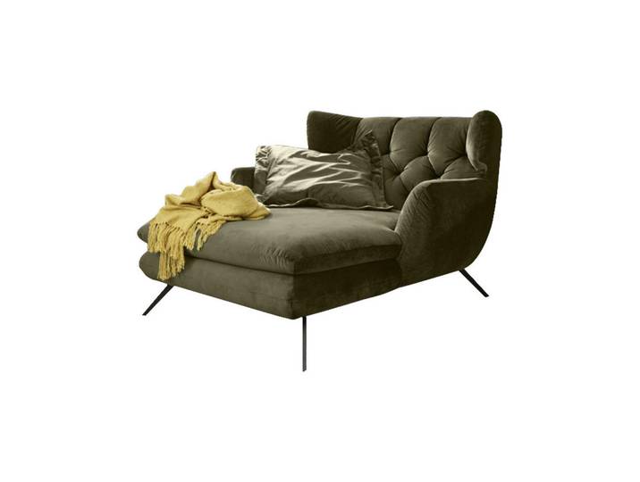 Kawola Longseat Chamre Dunkelgrün Velvet, Metall, Füllung: Polyetherschaumkern, 130x95x160 cm, Wohnzimmer, Sessel, Polstersessel