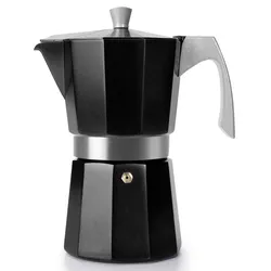IBILI - Evva Black Espressokocher, 12 Tassen, 600 ml, Aluminiumguss, Geeignet für Induktion