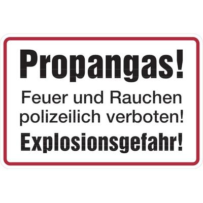 Hinweisschild, Propangas! - 300 x 200 x 0.45 mm Aluminium geprägt