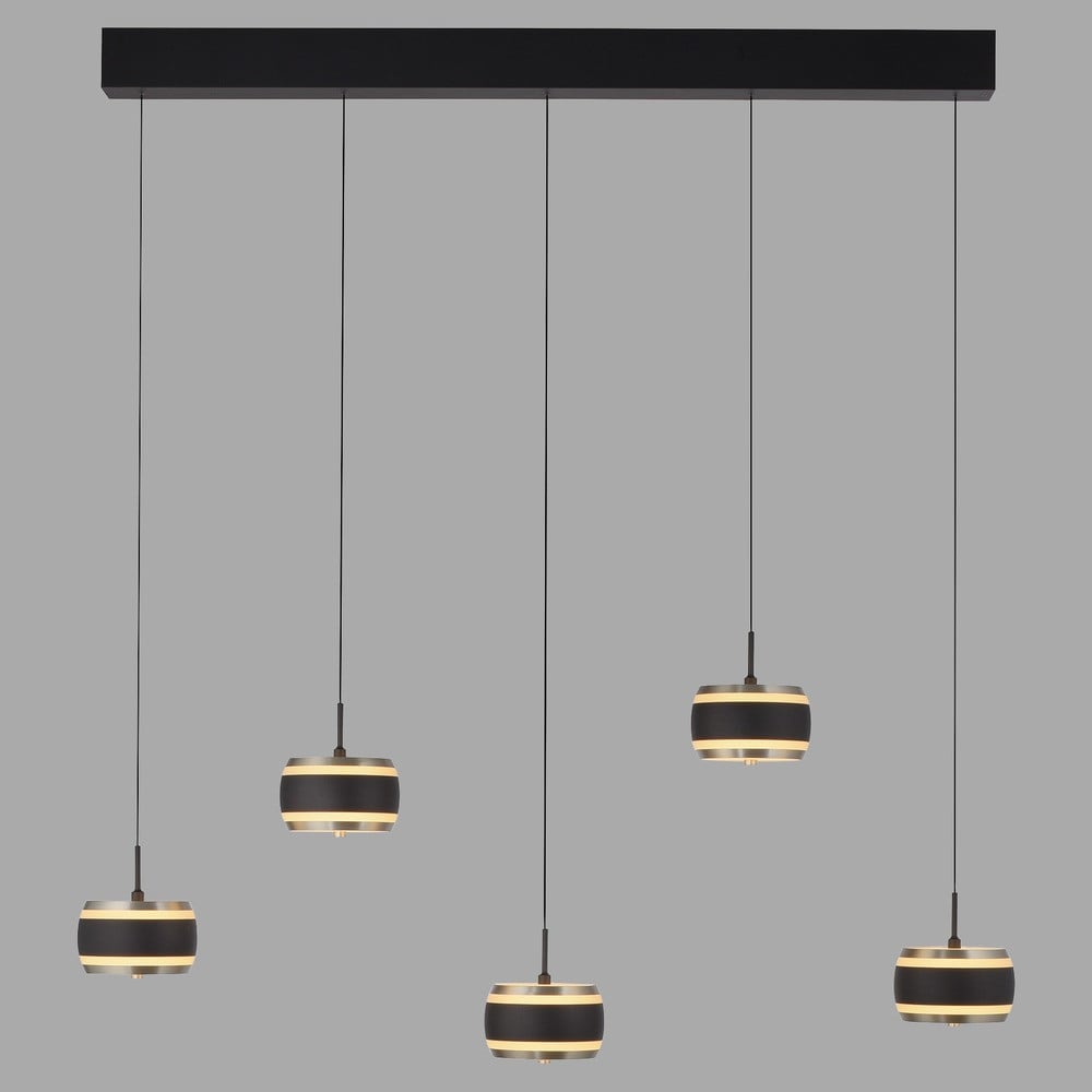 Paul Neuhaus Pure Falling Rings LED hanglamp zwart met 5 lampen