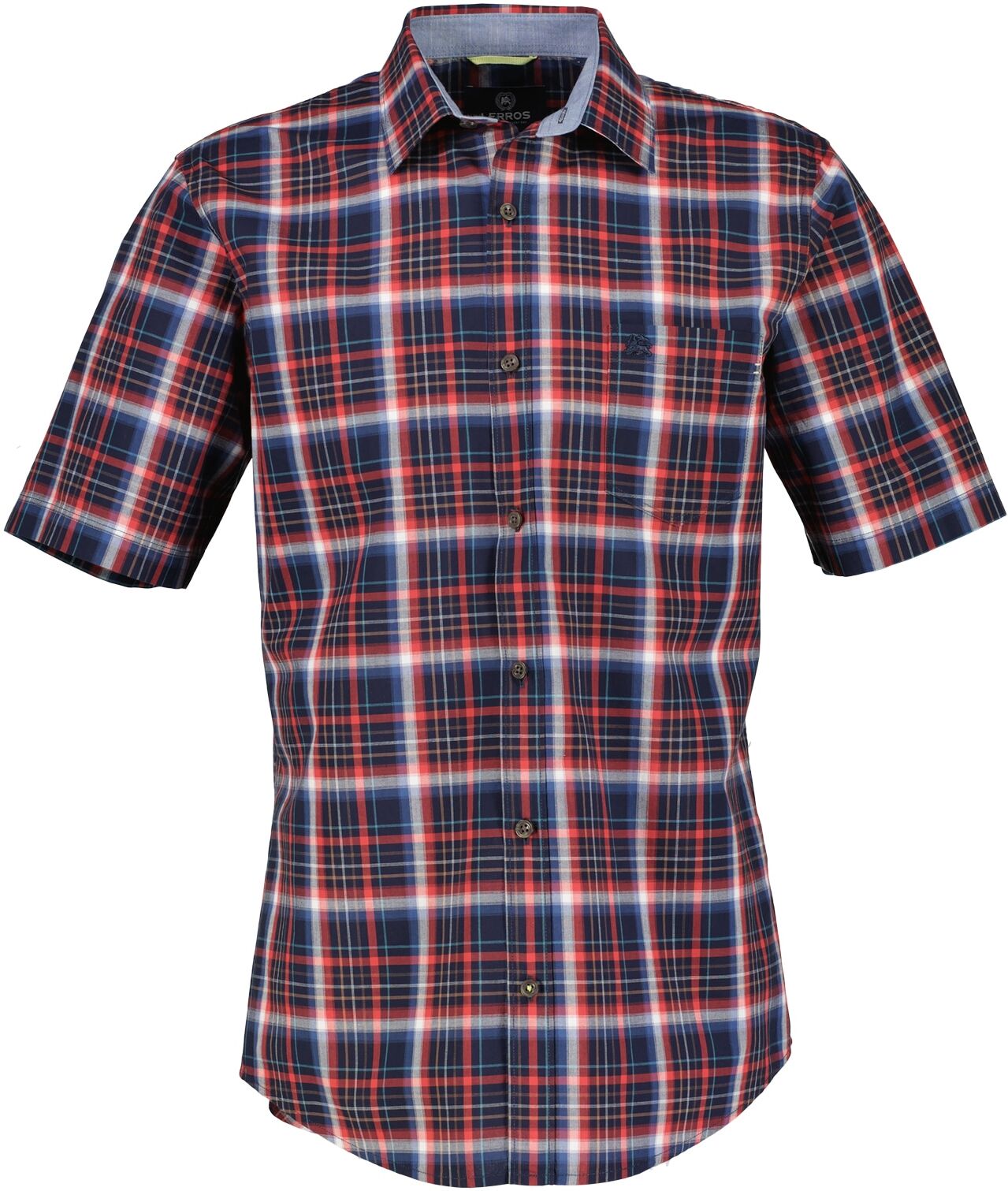 Kurzarmhemd LERROS "Kurzarmhemd *Poplin Check*", Herren, Gr. 4XL, extraweit, rot (hibiscus rot), 100% Baumwolle, Hemden Kurzarmhemd hibiscus rot 4XL, extraweit
