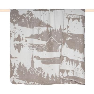 Wohndecke PAD "WINTERLAND", beige (creme), B:150cm L:200cm, Baumwolle, Polyacryl, Wohndecken, Wohndecke, Winterlandschaft mit verschneiten Elementen für gemütliches Ambiente