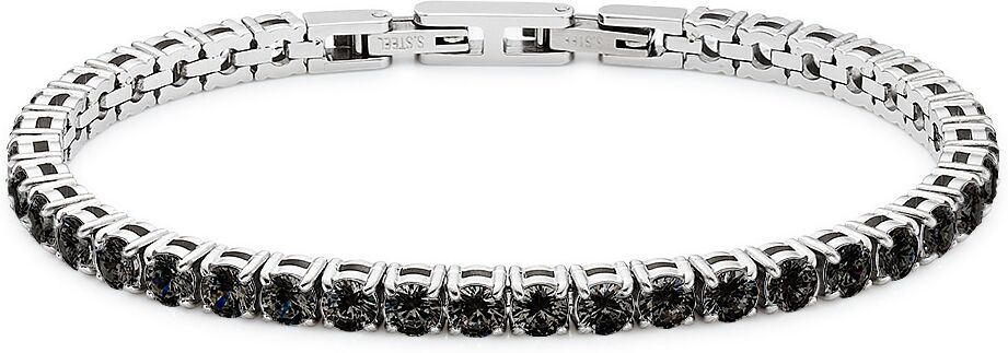 Tennisarmband BRUNO BANANI "Schmuck Geschenk Edelstahlarmband", schwarz (edelstahlfarben, schwarz, schwarz), Armbänder, Damen, 19cm, Edelstahl, Tennisarmband, mit Zirkonia (synth.)