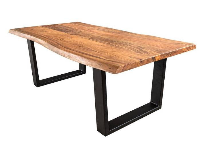 LebensWohnArt Couchtisch Massiver Couchtisch ARBOL 120cm Akazie natural Baumkante V-Gestell