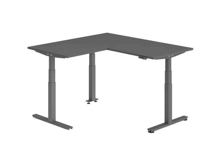 Schreibtisch Office Graphit elektrische Höhenverstellung 160 x 160 cm - Schreibtisch