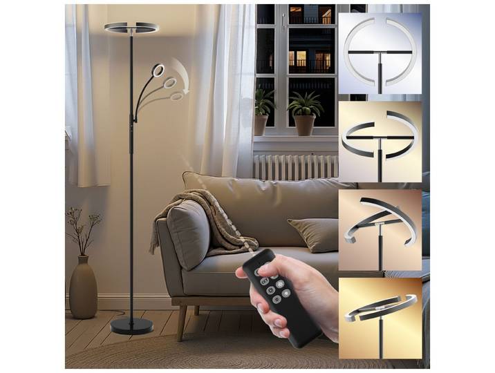 Lampadaire Auralis LED 20W avec lampe de lecture dimmable - noir