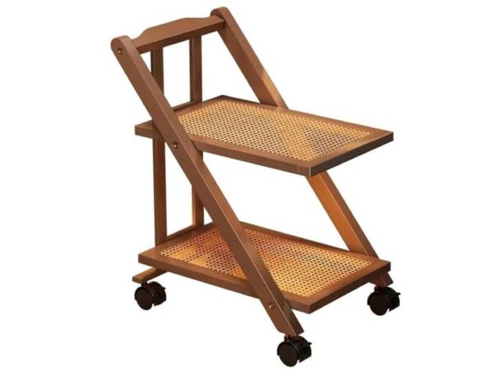 Zusammenklappbares mehrschichtiges Aufbewahrungsregal for den Nachttisch Snackwagen, Bücherregal und Couchtisch for Wohnzimmer, Sofa(Brown 3 layers 66cm)