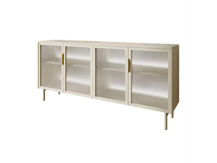 Lookway Sideboard Linea mit Glasfronten und LED-Beleuchtung Kaschmir, 181x83x39 cm, Kleinmöbel, Kommoden, Sideboards