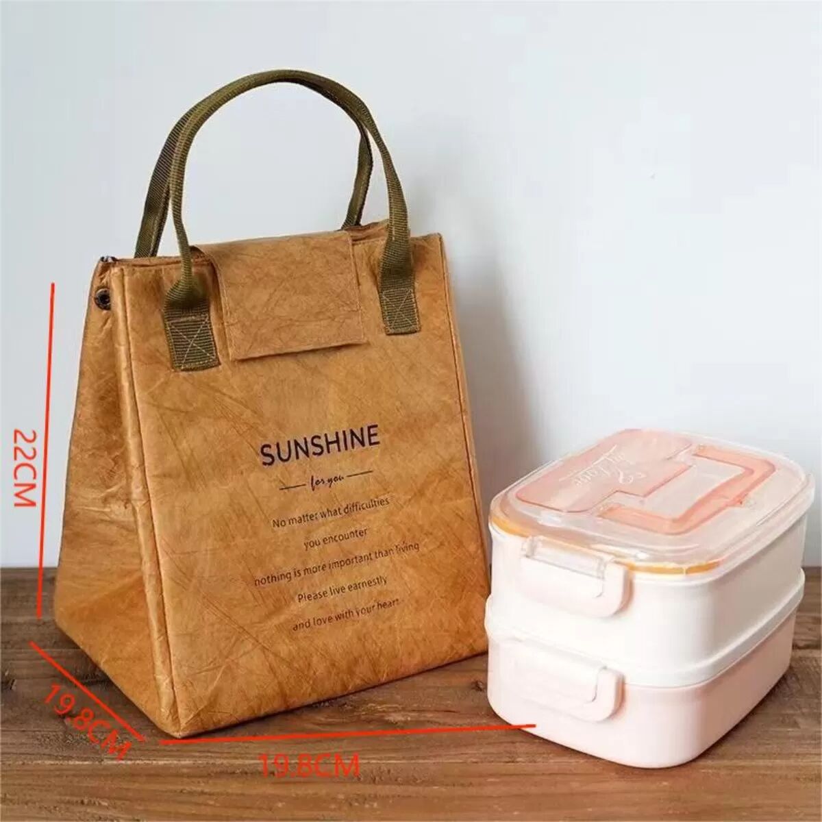 INF DuPont Paper Isolierte Lunch-Tasche kompatibel mit Tyvek - Foliengefütterte, leichte Thermotasche, 21x20x18cm Braun