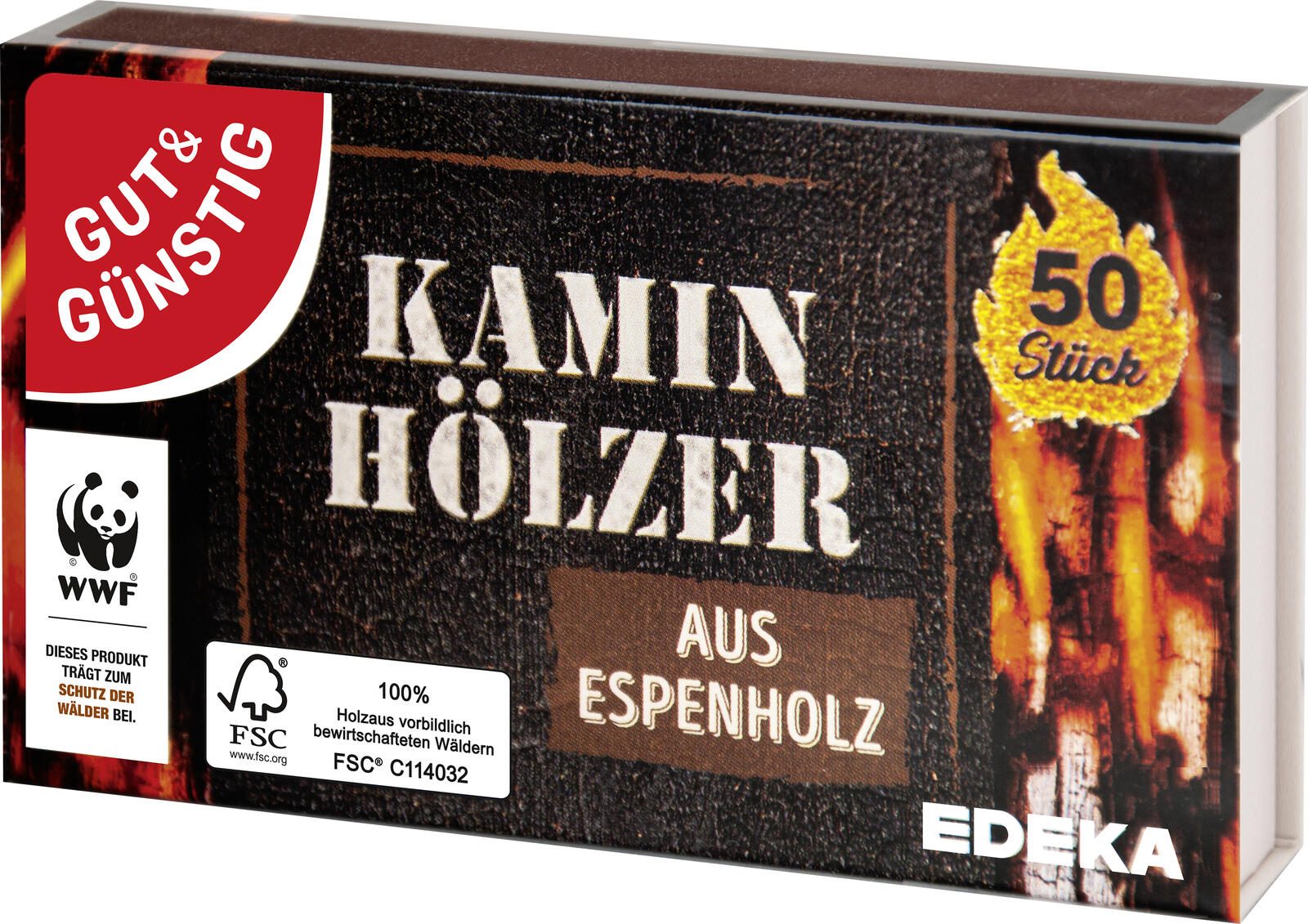 GUT&GÜNSTIG Streichhölzer Kaminhölzer, 50 Stück 6018653007